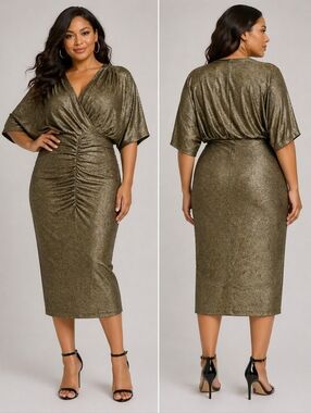 Elegant Gold Midi Dress